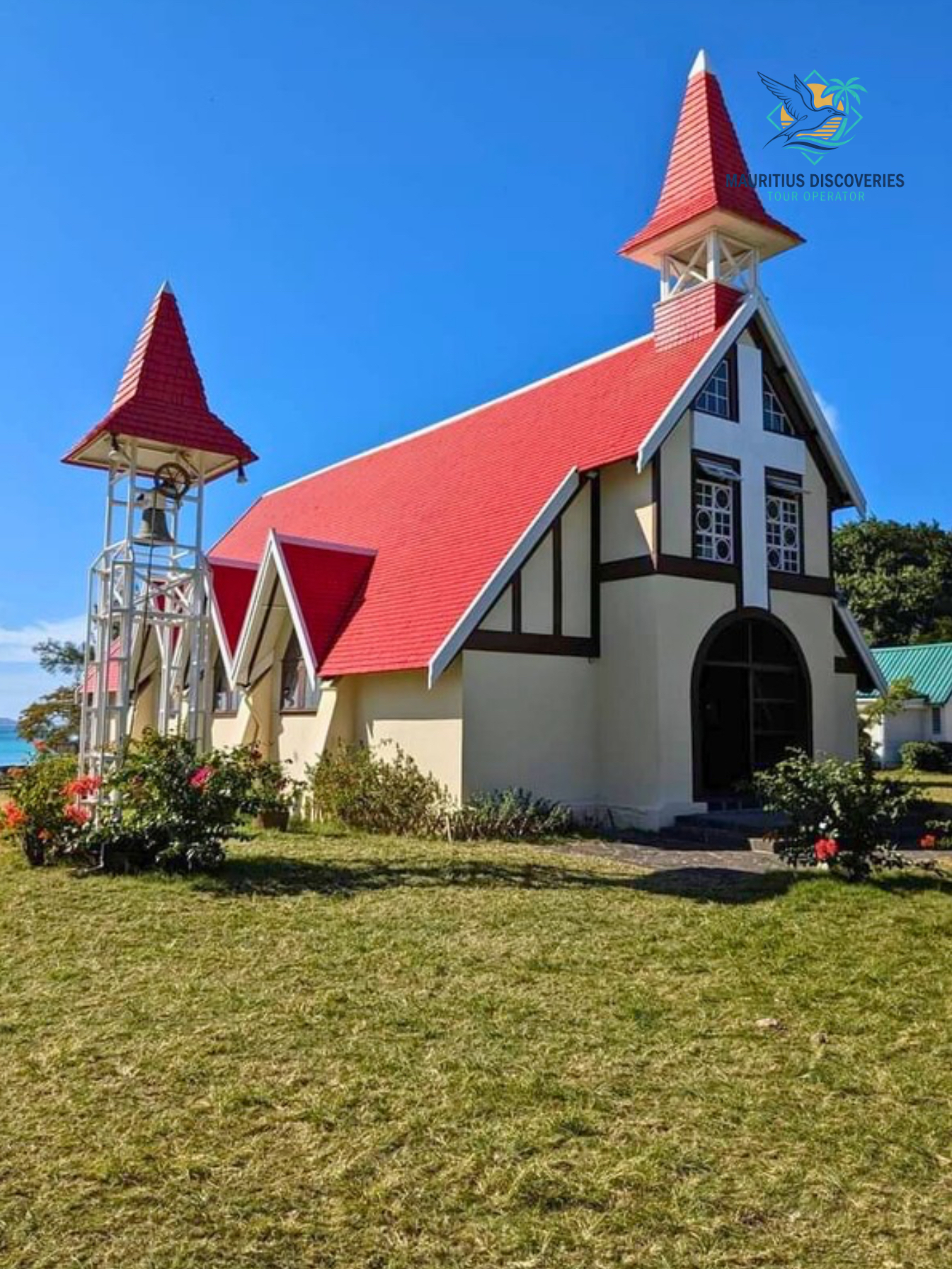 Red-roofed church at Cap Malheureux on the north coast of Mauritius